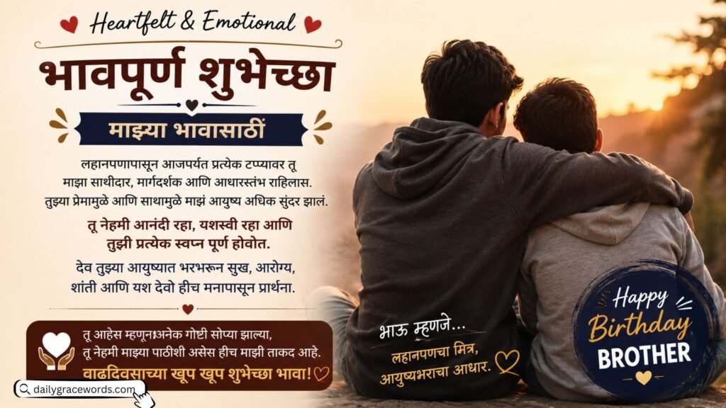 Heartfelt & Emotional Birthday Wishes Messages for Brother (भावपूर्ण शुभेच्छा)