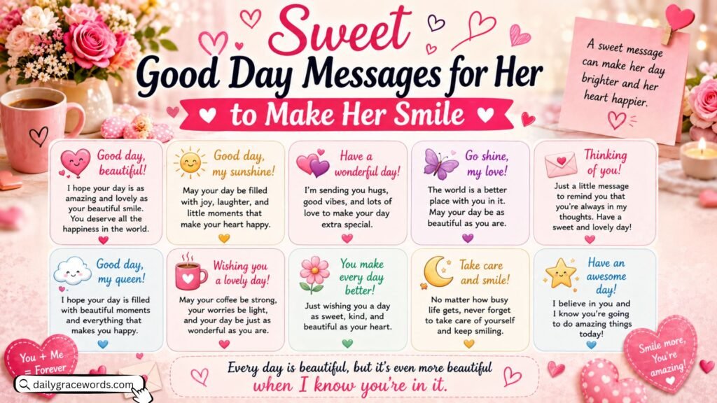 Sweet Good Day Messages for Her to Make Her Smile